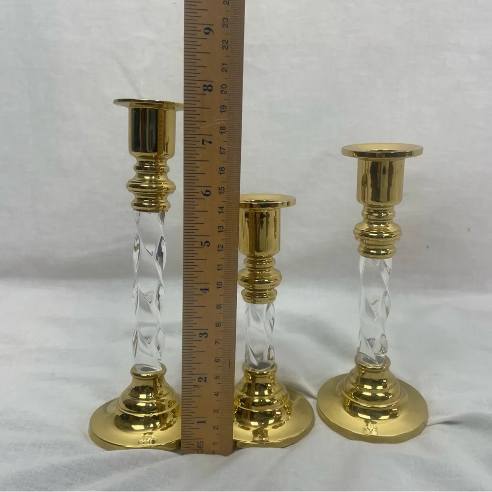 Set of 3 Vintage PartyLite Brass Candlestick Holders - Picture 9 of 9